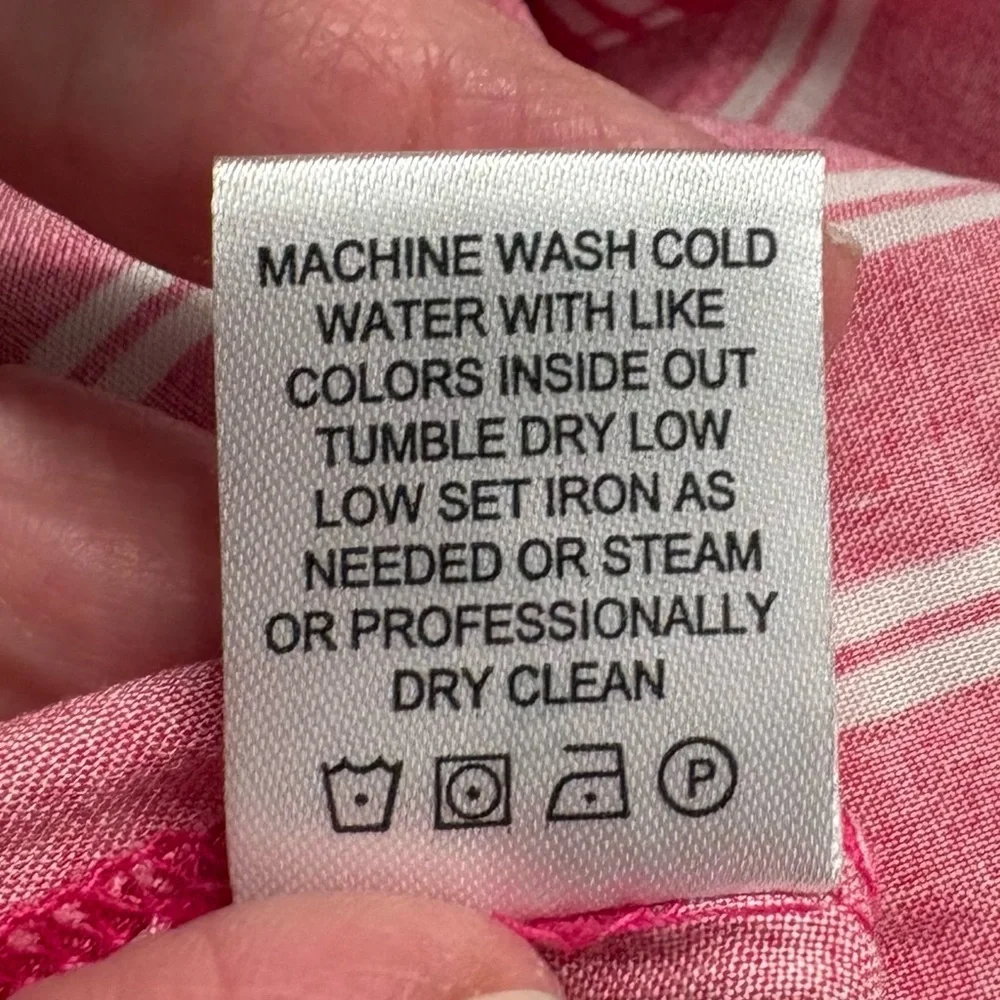 Grand & Greene Pink Striped Button Up Collared Long Sleeve Shirt Women’s SIZE S - Picture 8 of 13